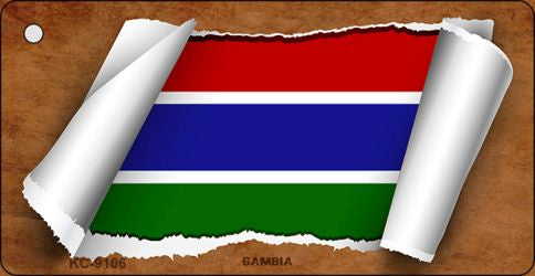 Gambia Flag Scroll Novelty Aluminum Key Chain KC-9106