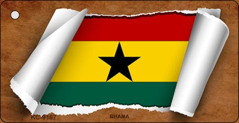 Ghana Flag Scroll Novelty Aluminum Key Chain KC-9107