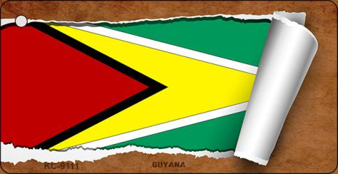 Guyana Flag Scroll Novelty Aluminum Key Chain KC-9111