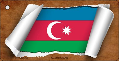 Azerbaijan Flag Scroll Novelty Aluminum Key Chain KC-9130