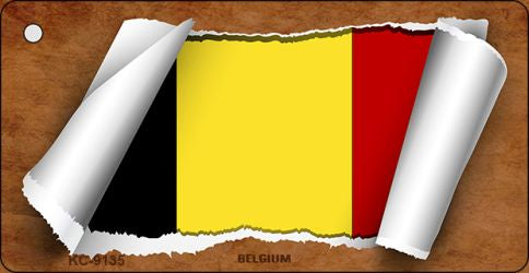 Belgium Flag Scroll Novelty Aluminum Key Chain KC-9135