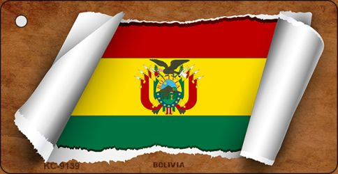 Bolivia Flag Scroll Novelty Aluminum Key Chain KC-9139