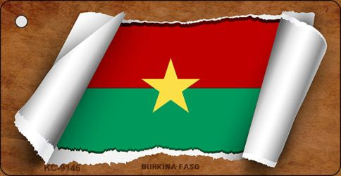 Burkina Faso Flag Scroll Novelty Aluminum Key Chain KC-9146