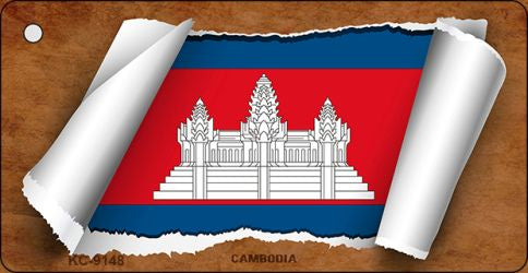 Cambodia Flag Scroll Novelty Aluminum Key Chain KC-9148