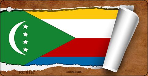 Comoros Flag Scroll Novelty Aluminum Key Chain KC-9157