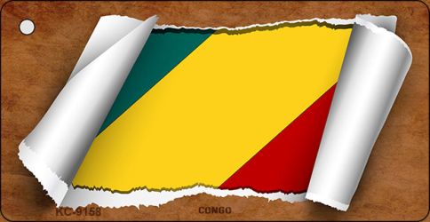 Congo Flag Scroll Novelty Aluminum Key Chain KC-9158