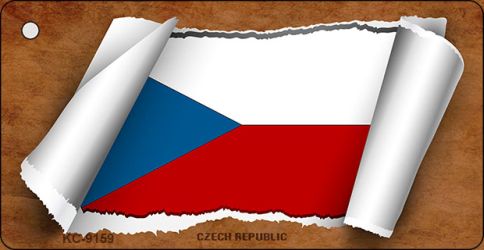 Czech Republic Flag Scroll Novelty Aluminum Key Chain KC-9159