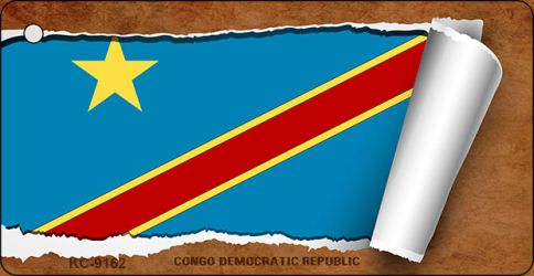 Congo Democratic Republic Flag Scroll Novelty Aluminum Key Chain KC-9162
