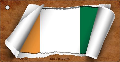 Cote D'Ivoire Flag Scroll Novelty Aluminum Key Chain KC-9164