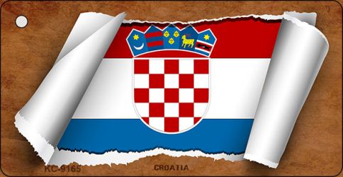 Croatia Flag Scroll Novelty Aluminum Key Chain KC-9165