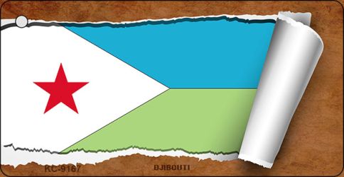 Djibouti Flag Scroll Novelty Aluminum Key Chain KC-9167