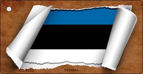 Estonia Flag Scroll Novelty Aluminum Key Chain KC-9173