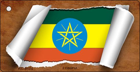 Ethiopia Flag Scroll Novelty Aluminum Key Chain KC-9174