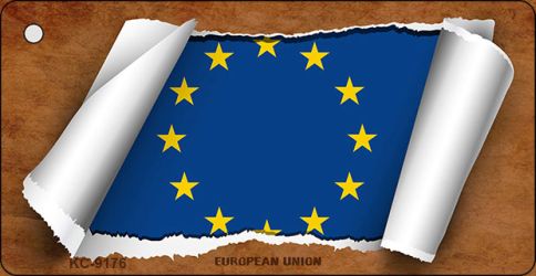 European Union Flag Scroll Novelty Aluminum Key Chain KC-9176