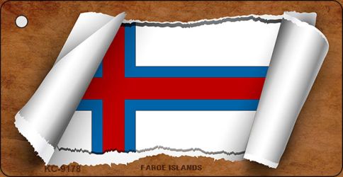 Faroe Islands Flag Scroll Novelty Aluminum Key Chain KC-9178