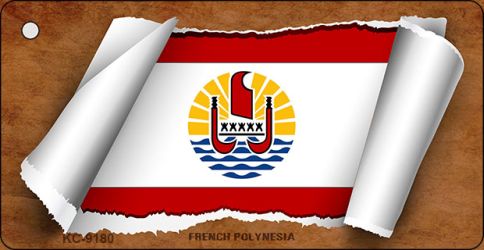 French Polynesia Flag Scroll Novelty Aluminum Key Chain KC-9180