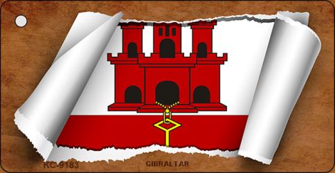 Gibraltar Flag Scroll Novelty Aluminum Key Chain KC-9183