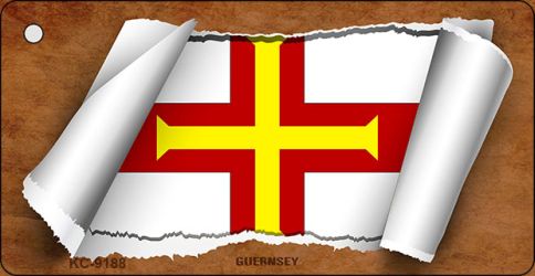 Guernsey Flag Scroll Novelty Aluminum Key Chain KC-9188