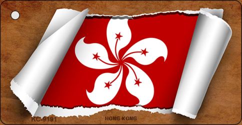Hong Kong Flag Scroll Novelty Aluminum Key Chain KC-9191