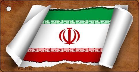 Iran Flag Scroll Novelty Aluminum Key Chain KC-9197