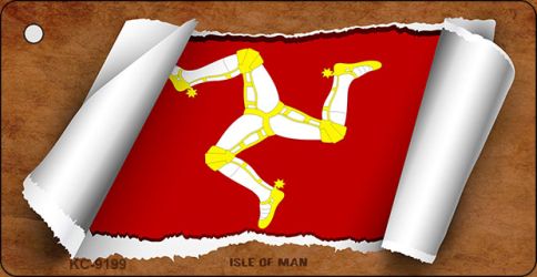Isle of Man Flag Scroll Novelty Aluminum Key Chain KC-9199