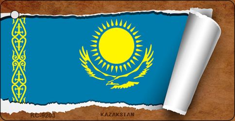 Kazakhstan Flag Scroll Novelty Aluminum Key Chain KC-9203