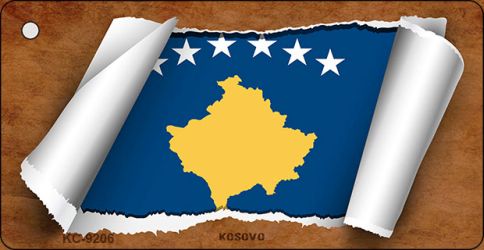 Kosovo Flag Scroll Novelty Aluminum Key Chain KC-9206