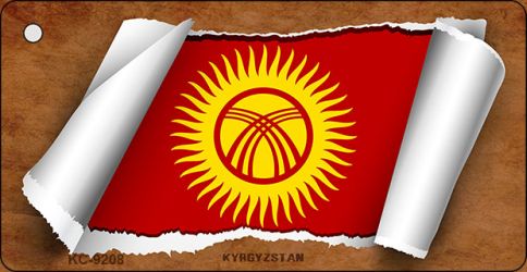 Kyrgyzstan Flag Scroll Novelty Aluminum Key Chain KC-9208