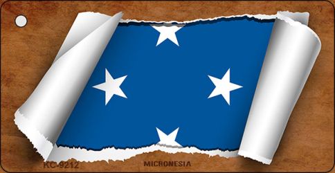 Micronesia Flag Scroll Novelty Aluminum Key Chain KC-9212