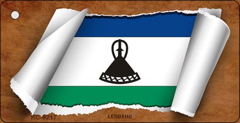 Lesotho Flag Scroll Novelty Aluminum Key Chain KC-9217