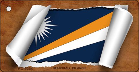 Marshall Islands Flag Scroll Novelty Aluminum Key Chain KC-9234