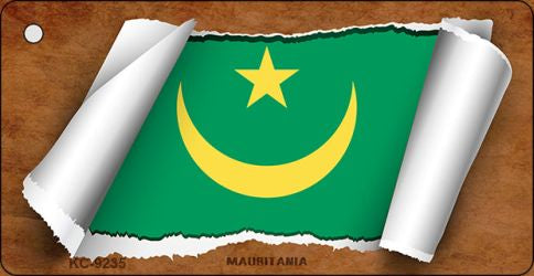 Mauritania Flag Scroll Novelty Aluminum Key Chain KC-9235