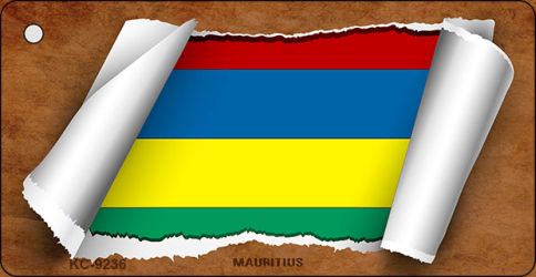 Mauritius Flag Scroll Novelty Aluminum Key Chain KC-9236