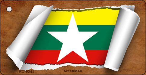 Myanmar Flag Scroll Novelty Aluminum Key Chain KC-9243