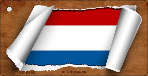 Netherlands Flag Scroll Novelty Aluminum Key Chain KC-9248