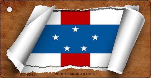 Netherlands Antilles Flag Scroll Novelty Aluminum Key Chain KC-9249