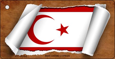 Northern Cyprus Flag Scroll Novelty Aluminum Key Chain KC-9254
