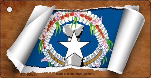 Northern Marianas Flag Scroll Novelty Aluminum Key Chain KC-9256