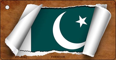 Pakistan Flag Scroll Novelty Aluminum Key Chain KC-9262