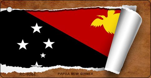 Papua New Guinea Flag Scroll Novelty Aluminum Key Chain KC-9264