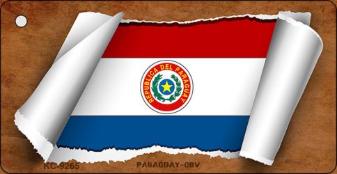 Paraguay-OBV Flag Scroll Novelty Aluminum Key Chain KC-9265