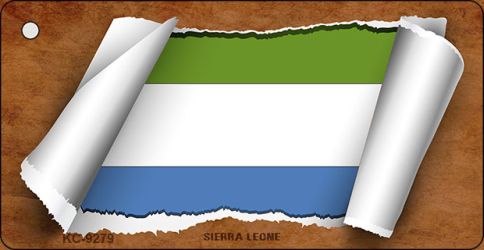 Sierra Leone Flag Scroll Novelty Aluminum Key Chain KC-9279