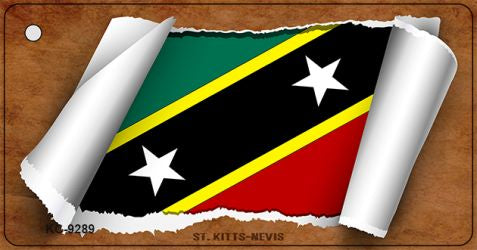 St. Kitts-Nevis Flag Scroll Novelty Aluminum Key Chain KC-9289