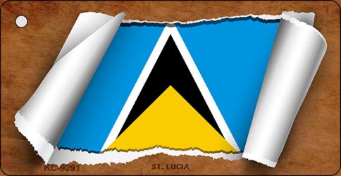 St. Lucia Flag Scroll Novelty Aluminum Key Chain KC-9291
