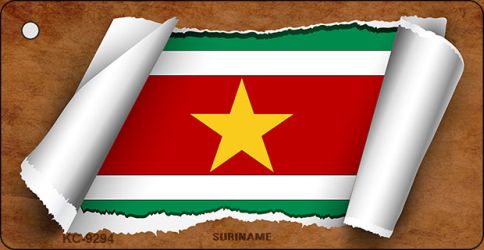 Suriname Flag Scroll Novelty Aluminum Key Chain KC-9294