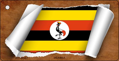 Uganda Flag Scroll Novelty Aluminum Key Chain KC-9307