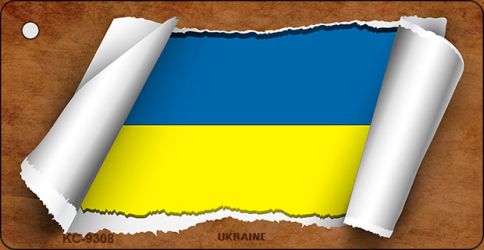 Ukraine Flag Scroll Novelty Aluminum Key Chain KC-9308