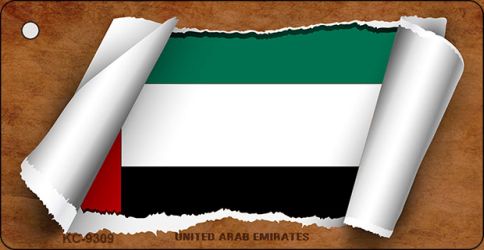 United Arab Emirates Flag Scroll Novelty Aluminum Key Chain KC-9309