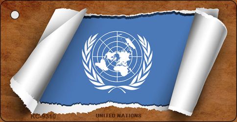 United Nations Flag Scroll Novelty Aluminum Key Chain KC-9310