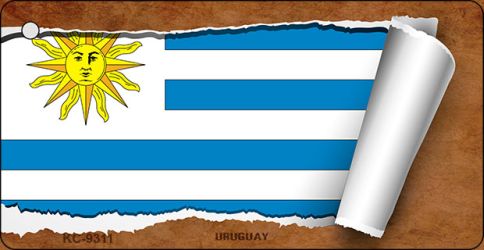 Uruguay Flag Scroll Novelty Aluminum Key Chain KC-9311